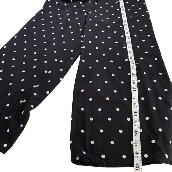 H&M Black & White Polka Dot Jumpsuit Wide Leg Elastic Waist Women's Size 8 - Picture 5 of 8